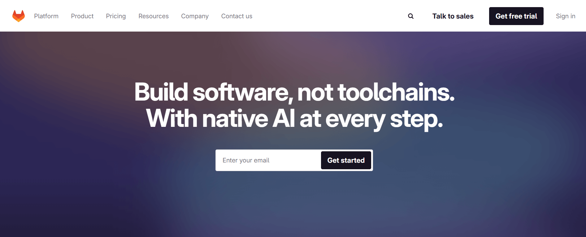 Screenshot of GitLab website