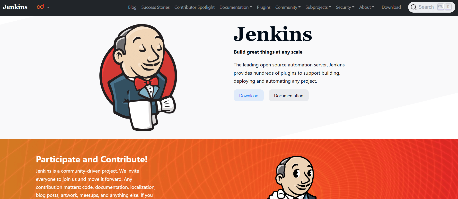 Screenshot of Jenkins website