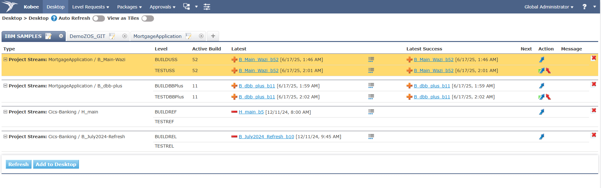Kobee desktop project streams