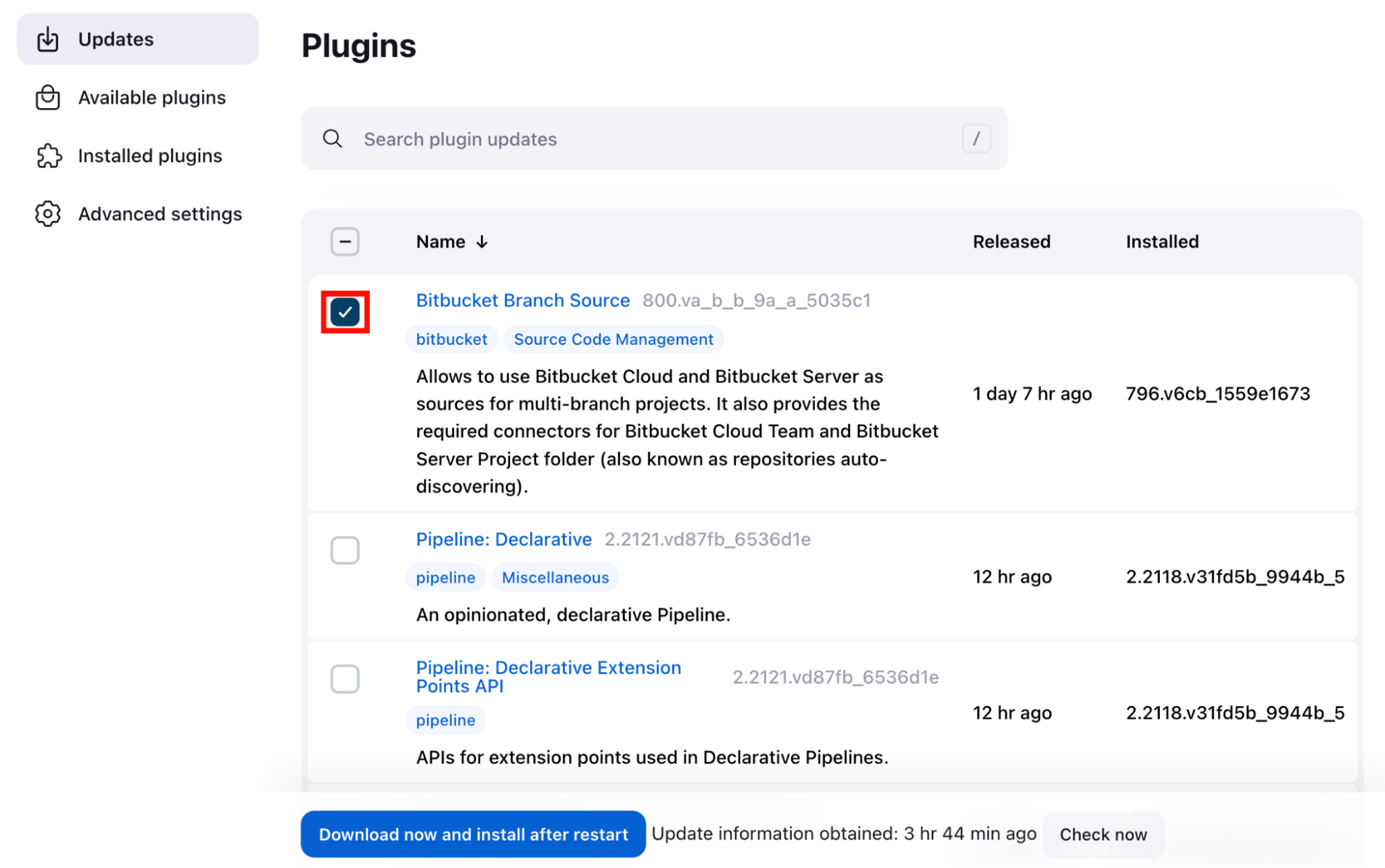 Jenkins plugins updates